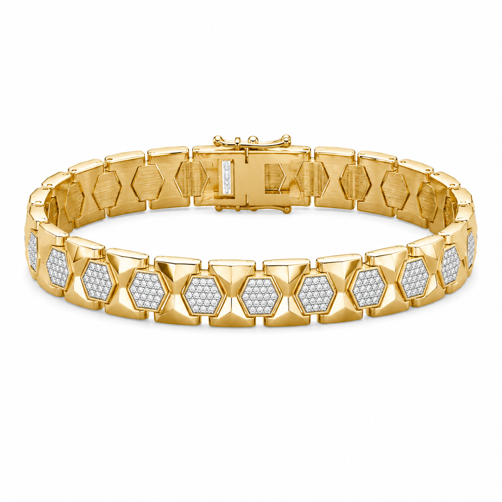 Men’s Gold-Tone Hexagon Link Bracelet GMB -5