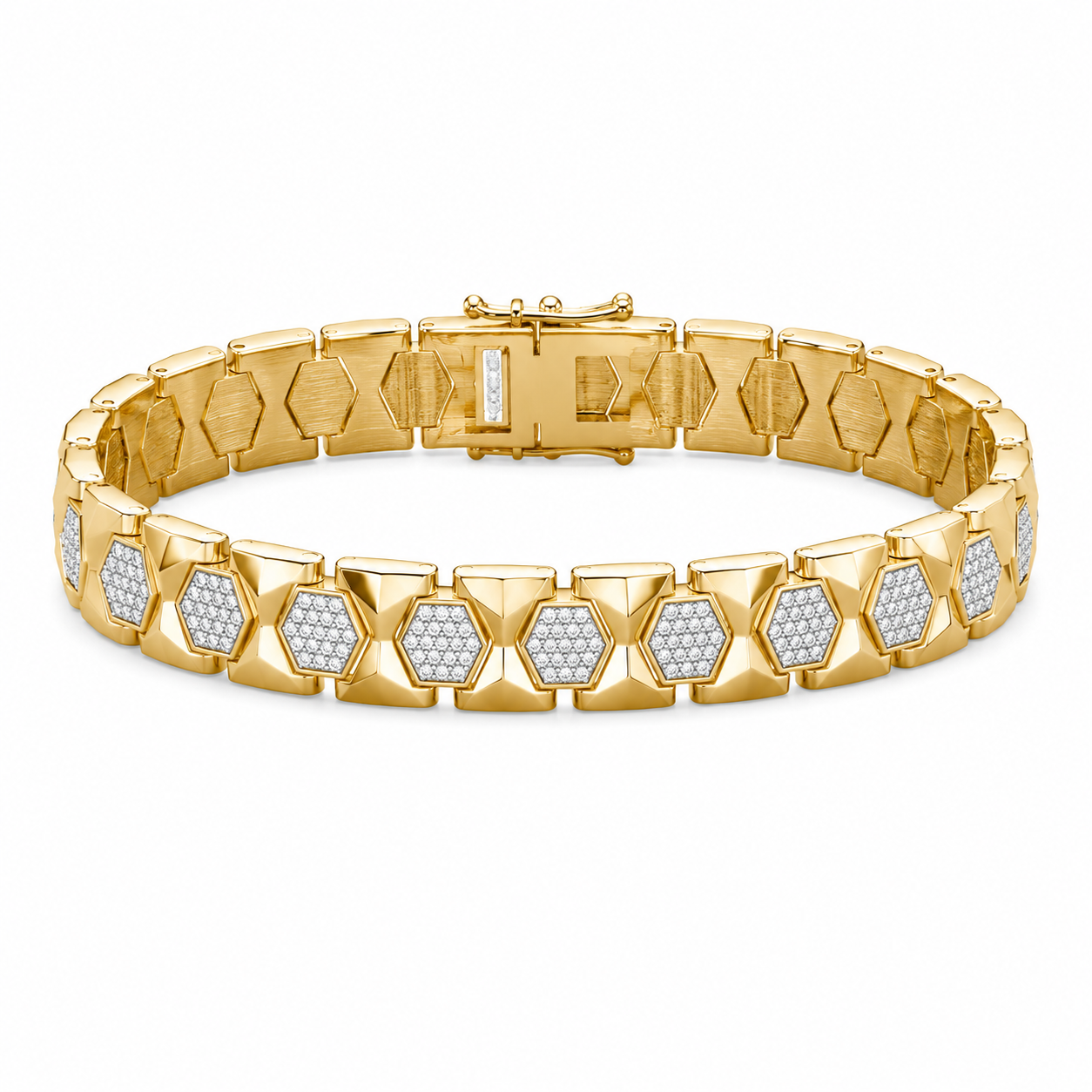 Men’s Gold-Tone Hexagon Link Bracelet GMB -5