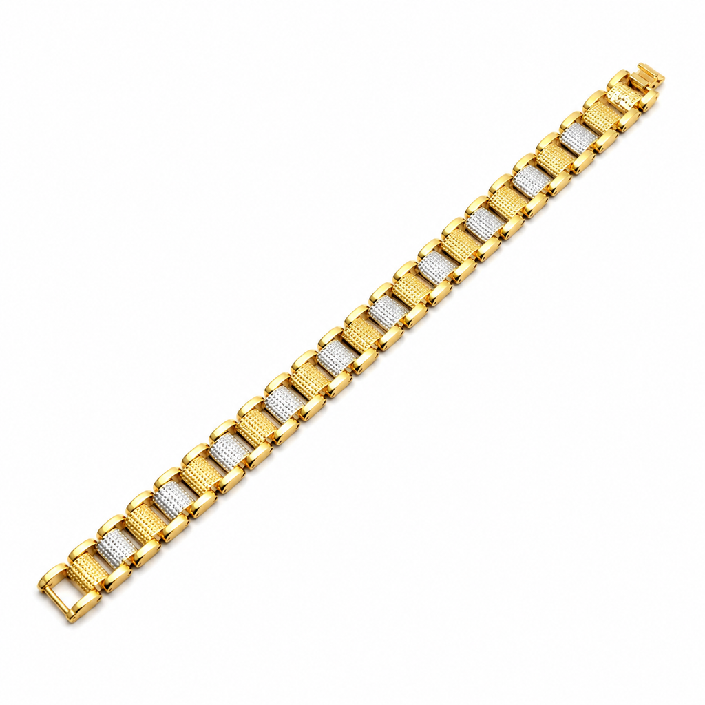 Men’s Two-Tone Textured Link Bracelet GMB -7