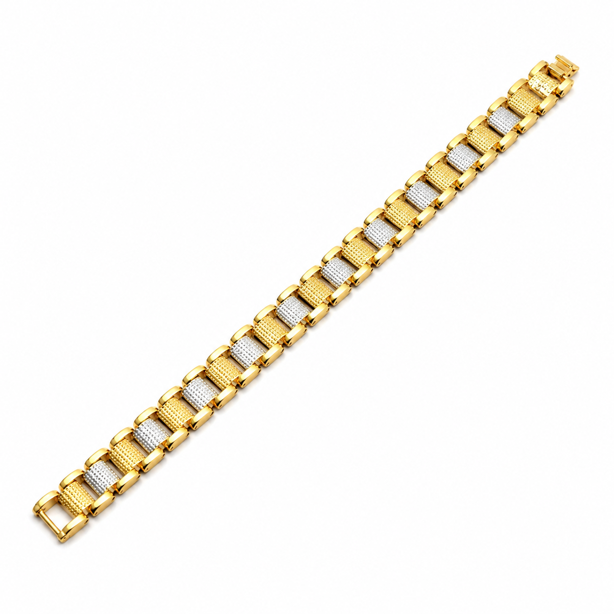 Men’s Two-Tone Textured Link Bracelet GMB -7