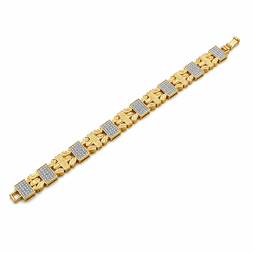 Men’s Gold-Tone Crystal Link Bracelet GMB -10