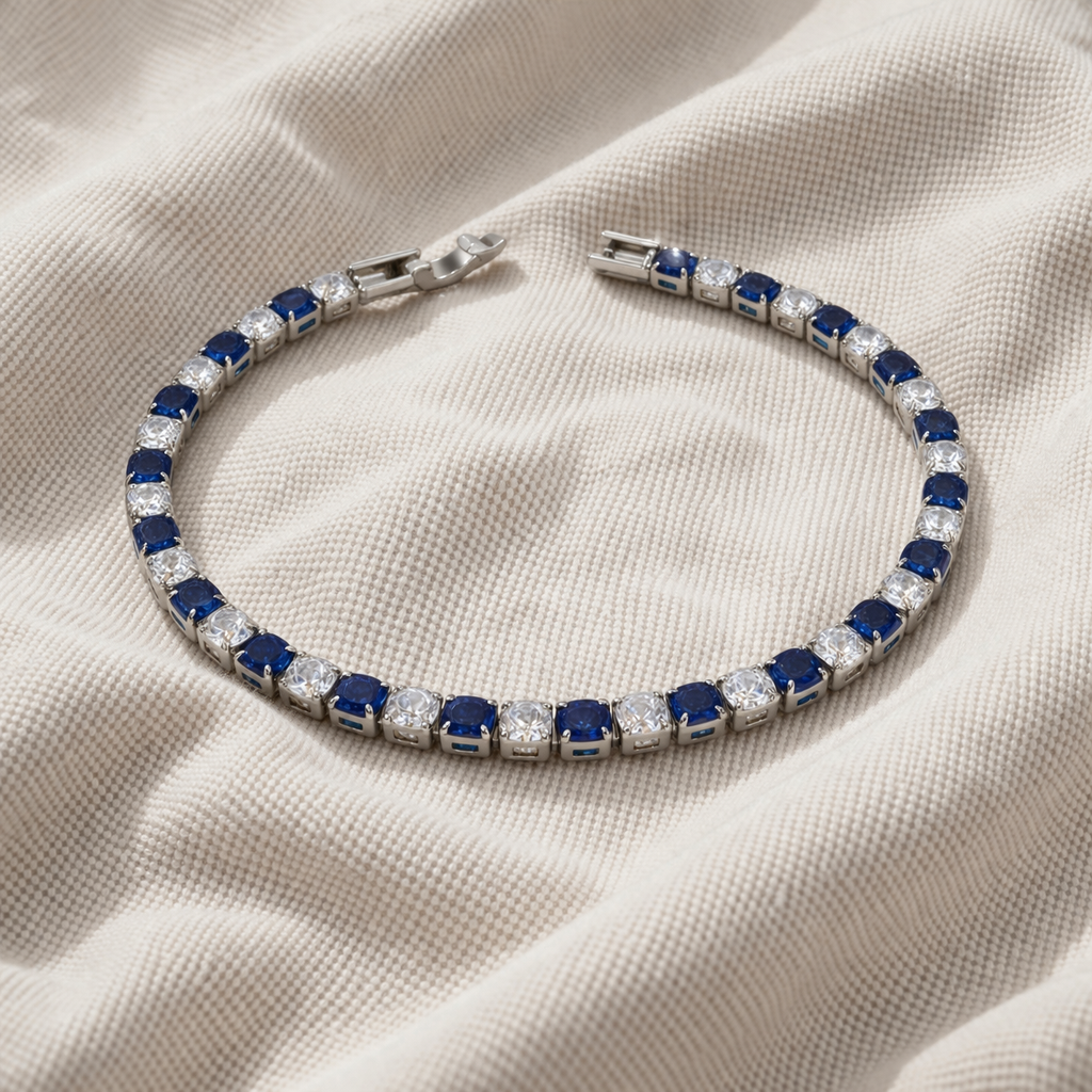 Blue & White Crystal Tennis Bracelet GWB -71