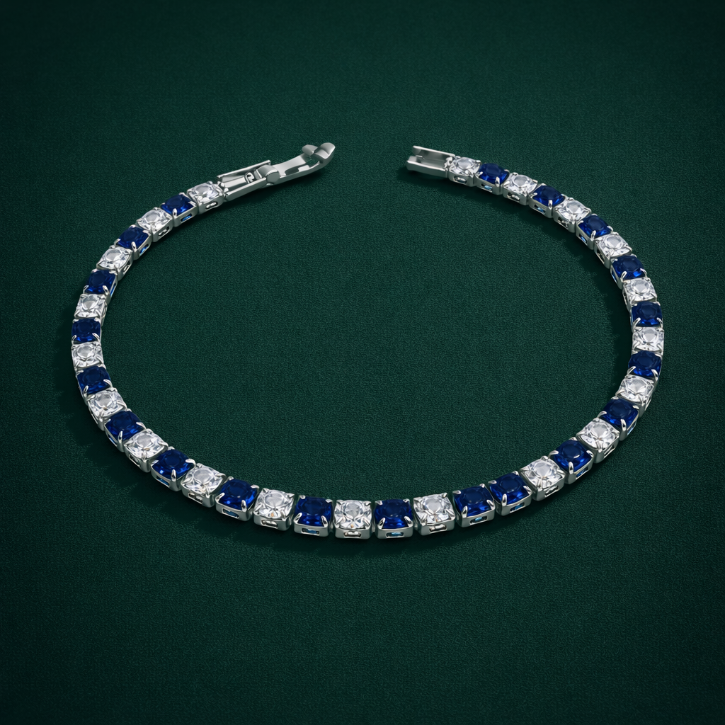 Blue & White Crystal Tennis Bracelet GWB -71