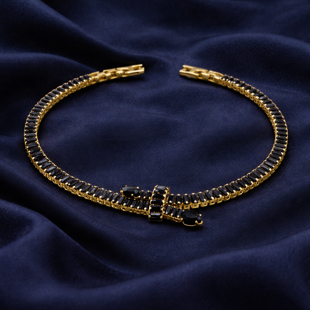 Black Stone Bow Bracelet GWB -126