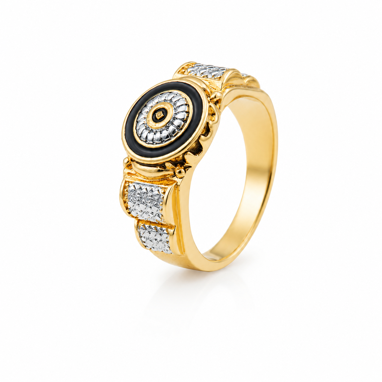 Men’s Gold-Tone Black Evil Eye Ring GMR -7