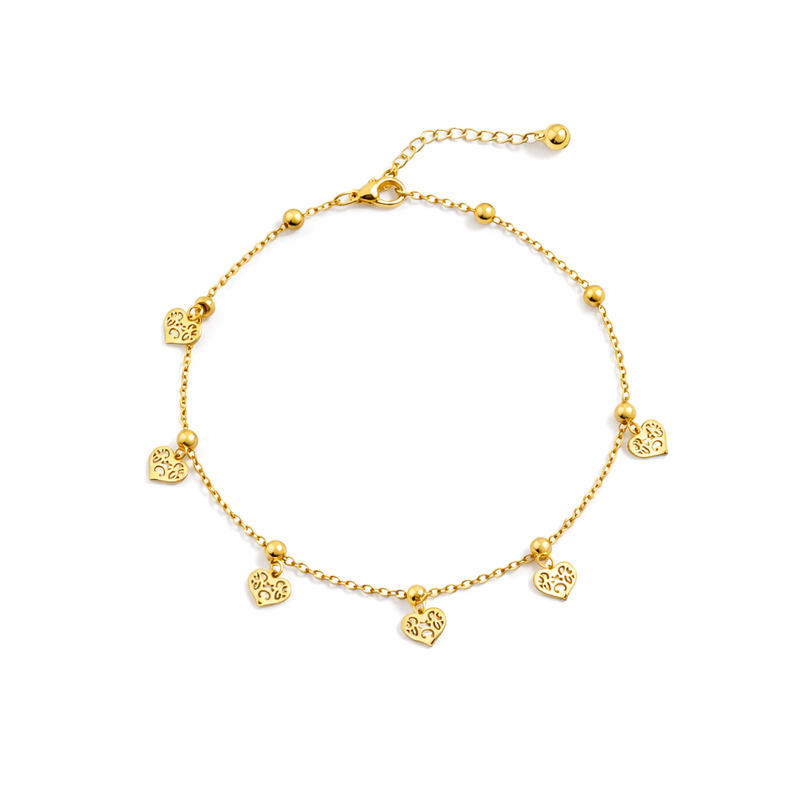Filigree Heart Charm Anklet GWA -52