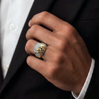 Men’s Gold Om Symbol Textured Ring GMR -19