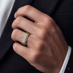 Men’s Gold & Silver Textured Statement Ring GMR -32