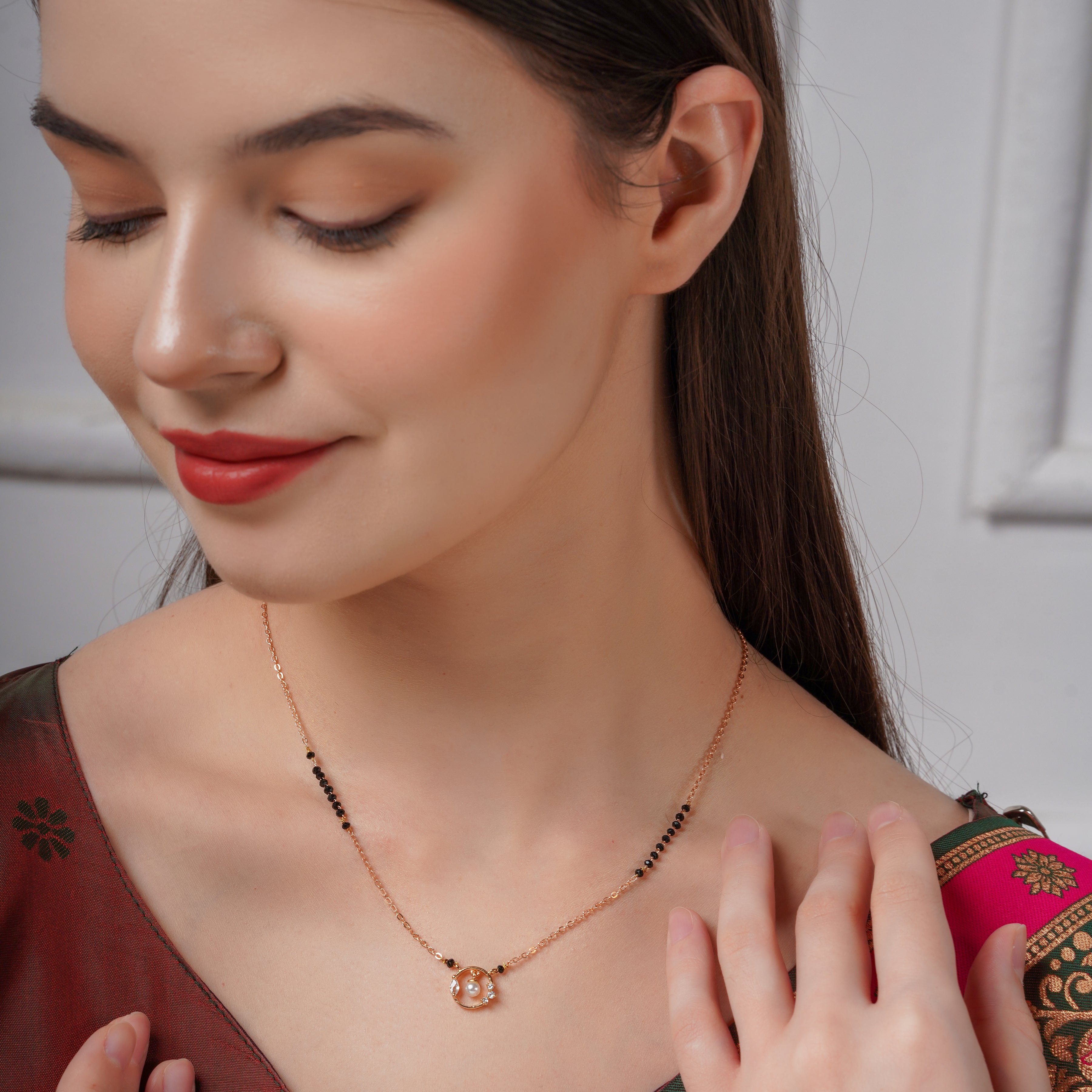 Wibestone Diyela Gold Pearl Mangalsutra – Classic Pearl Elegance