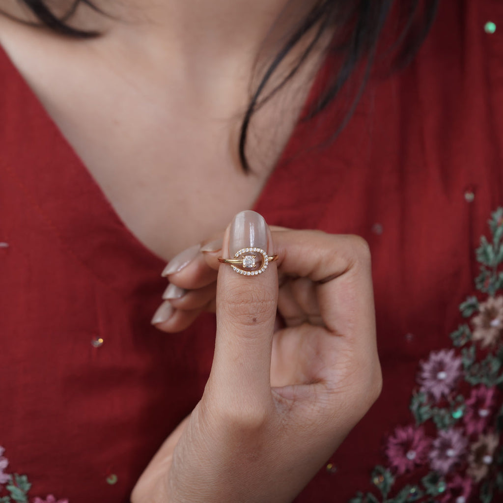 Golden Swirl Solitaire Ring GWR -89