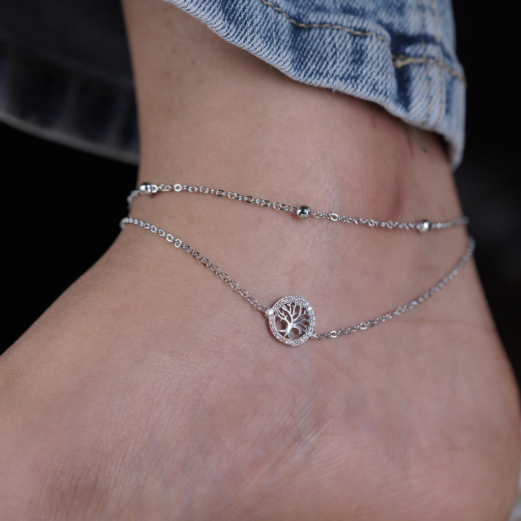 Wibestone Samaira Anklet – Graceful Sparkle for Every Step