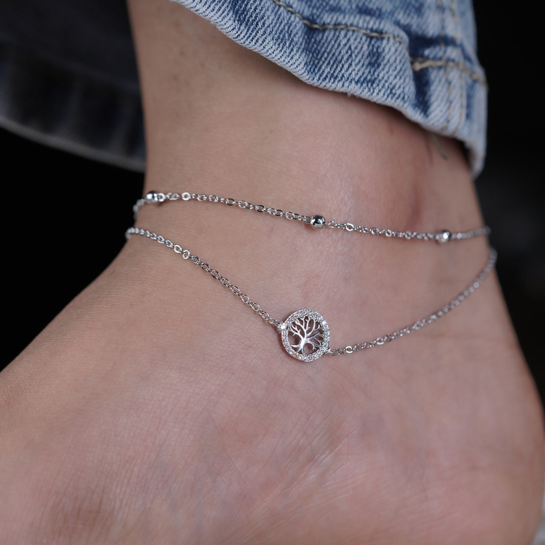 Wibestone Samaira Anklet – Graceful Sparkle for Every Step