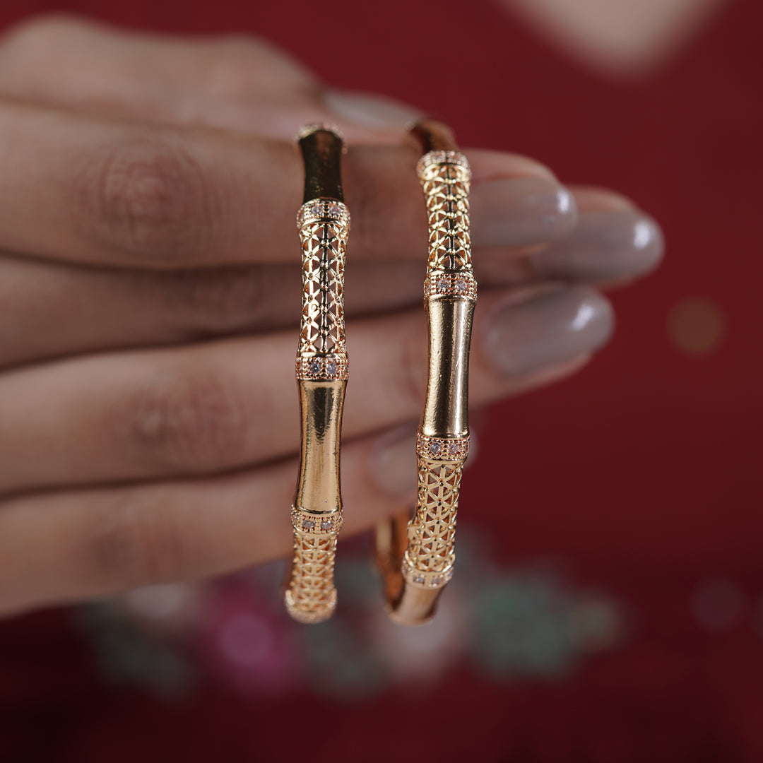 Gold Floral Filigree Bangles GB -12