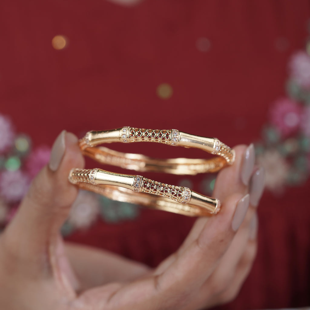 Gold Floral Filigree Bangles GB -12