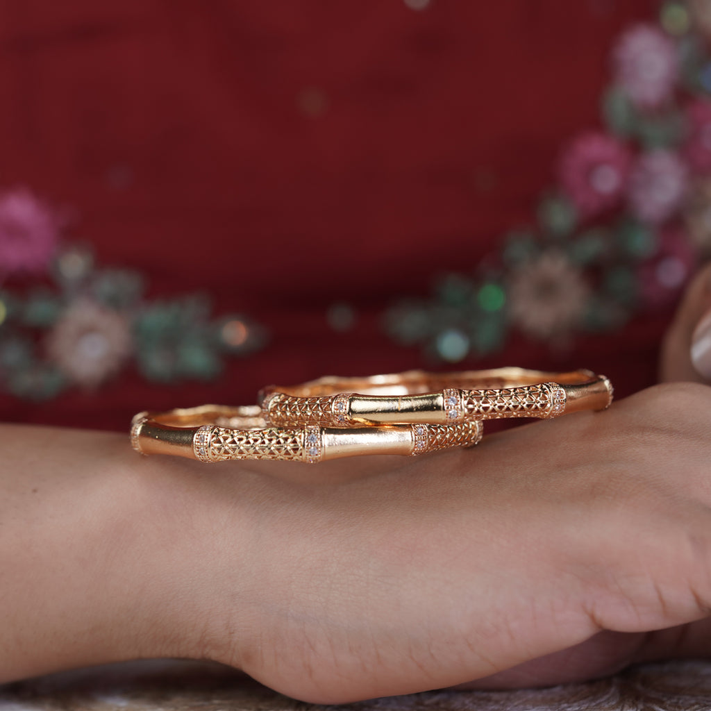 Gold Floral Filigree Bangles GB -12