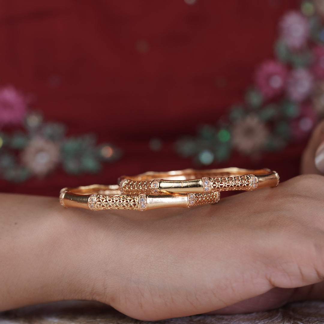 Gold Floral Filigree Bangles GB -12