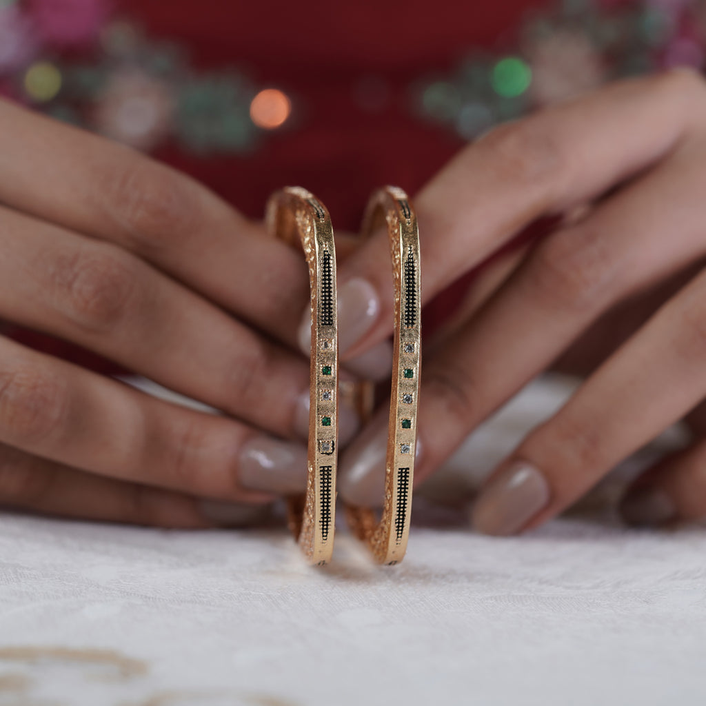 Gold-Tone Square Designer Bangles GB -1