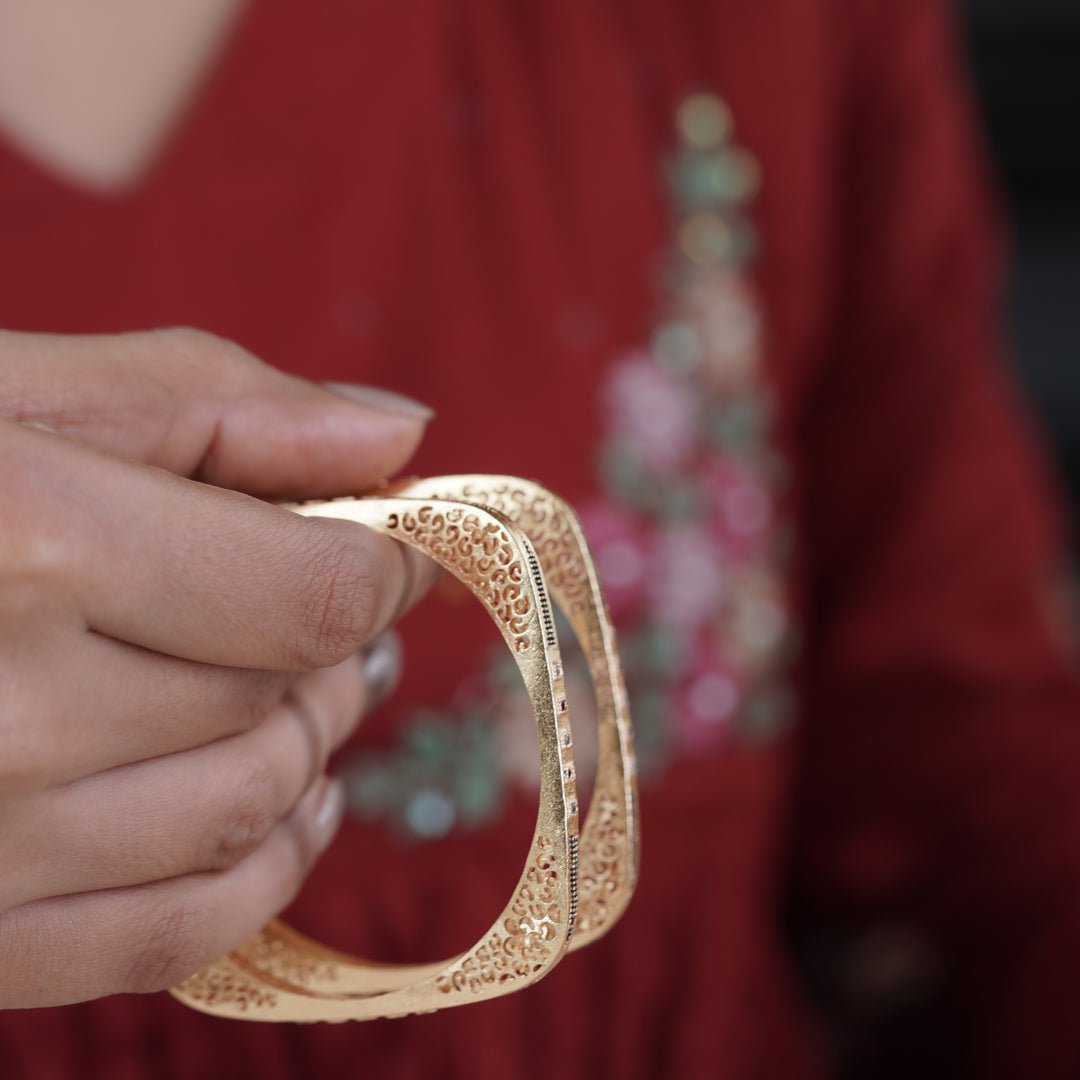 Gold-Tone Square Designer Bangles GB -1