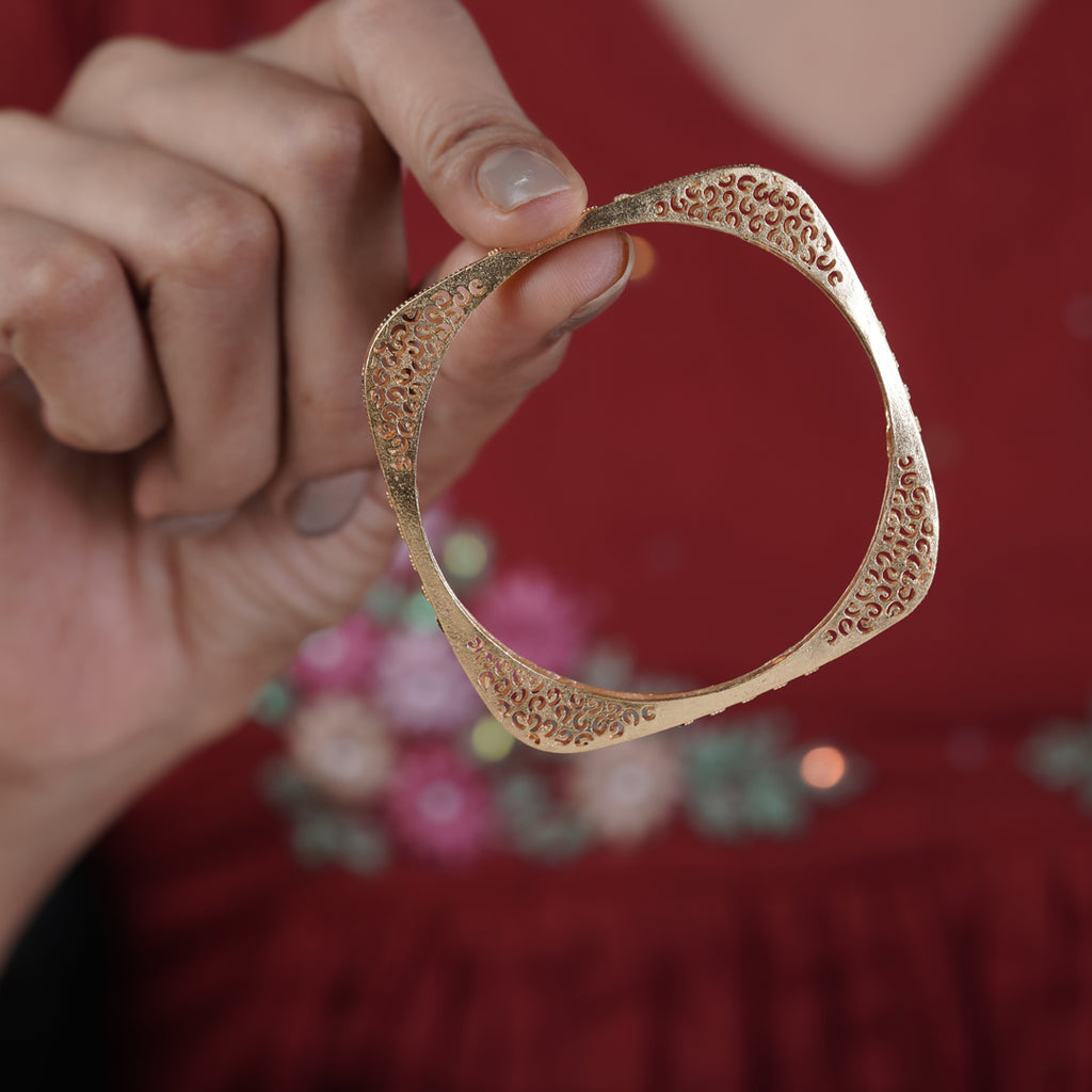 Gold-Tone Square Designer Bangles GB -1