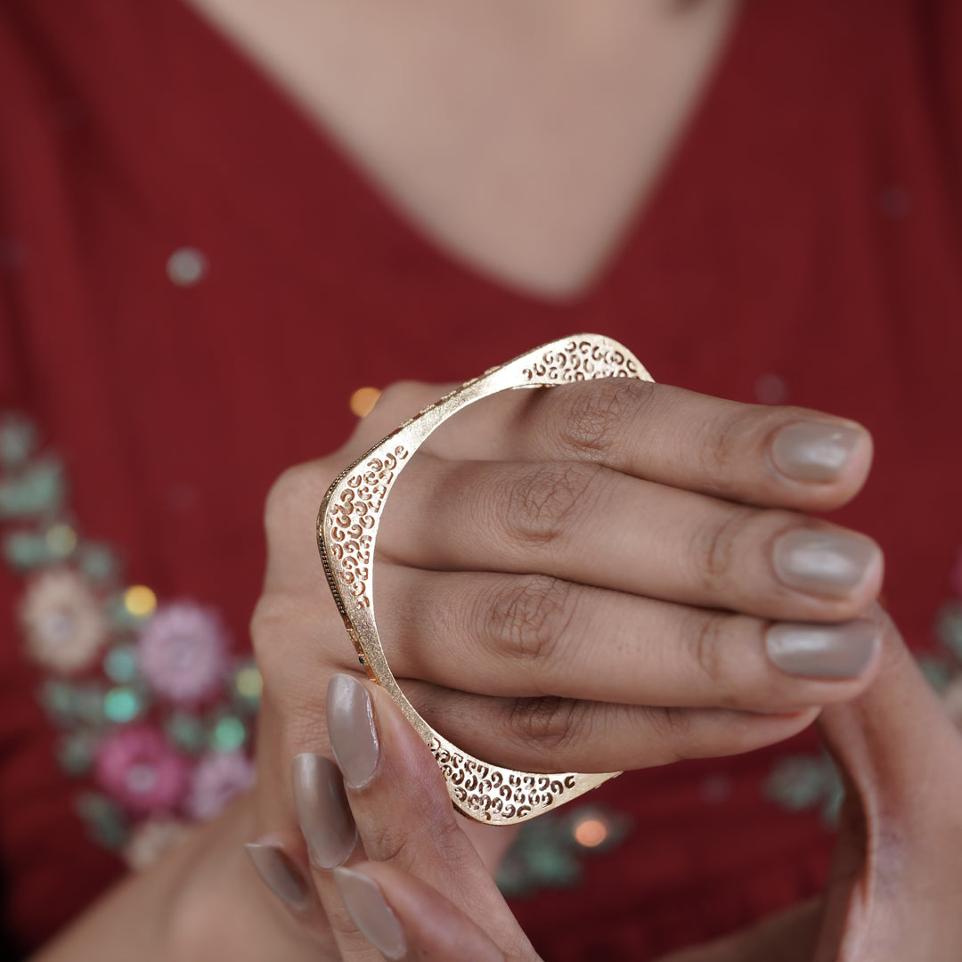 Gold-Tone Square Designer Bangles GB -1