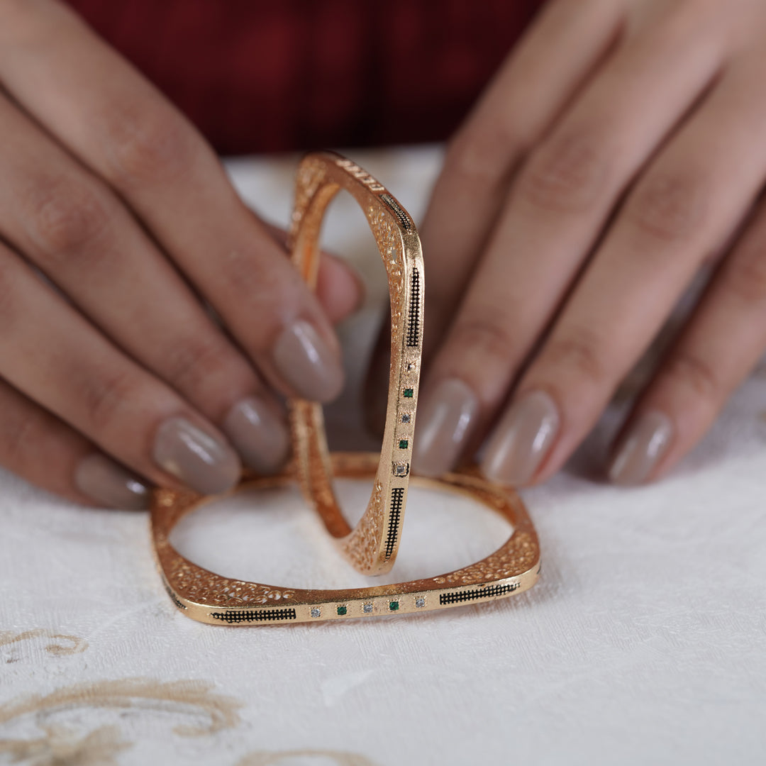 Gold-Tone Square Designer Bangles GB -1
