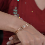 Crystal Heart Gold Tone Bangles GFB -8