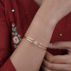 Crystal Heart Gold Tone Bangles GFB -8