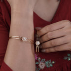 Crystal Heart Gold Tone Bangles GFB -8
