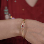 Pink Heart Crystal Gold Bangles GFB -9