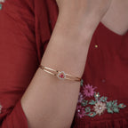 Pink Heart Crystal Gold Bangles GFB -9