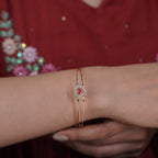 Pink Heart Crystal Gold Bangles GFB -9