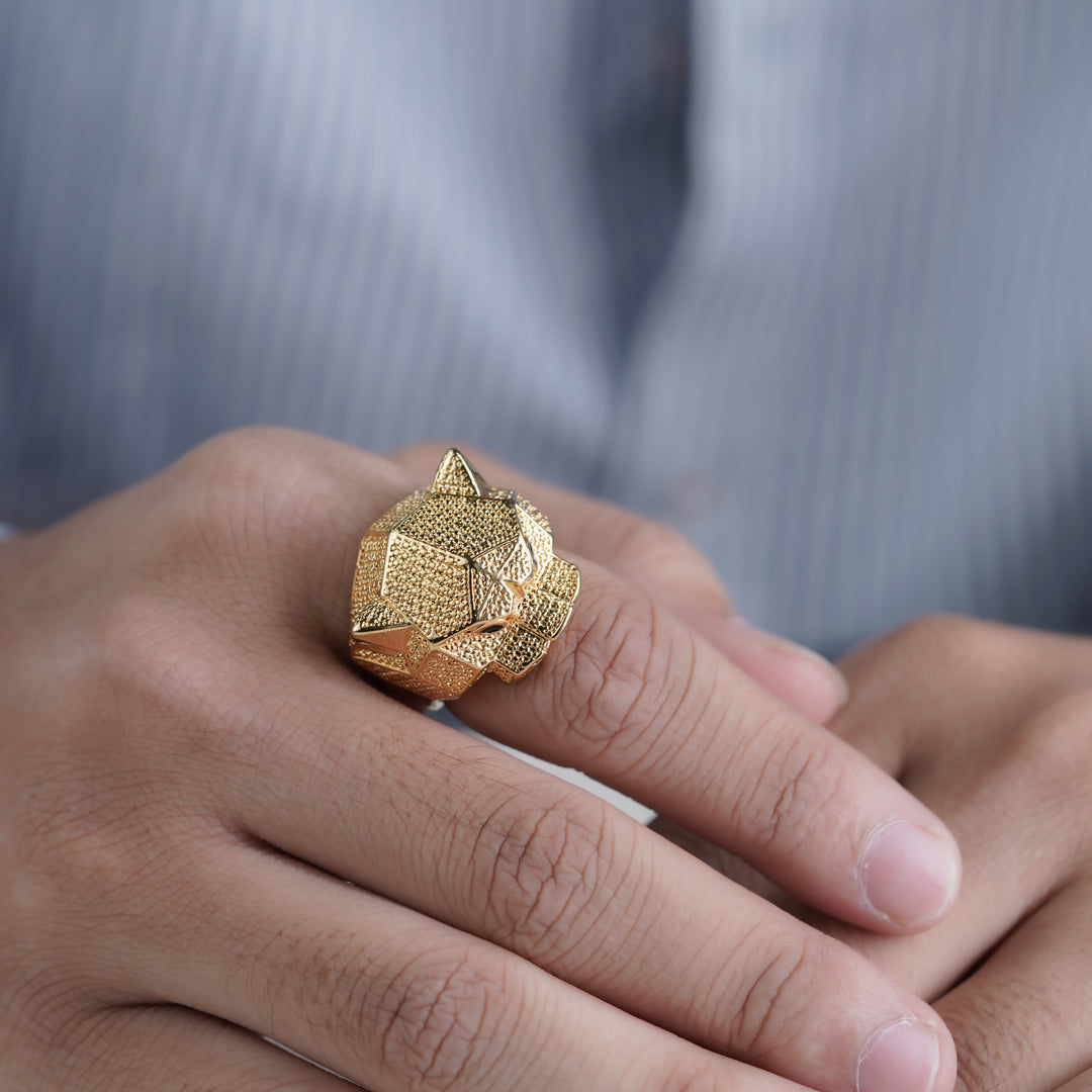 Men’s Gold Lion Head Statement Ring GMR -8