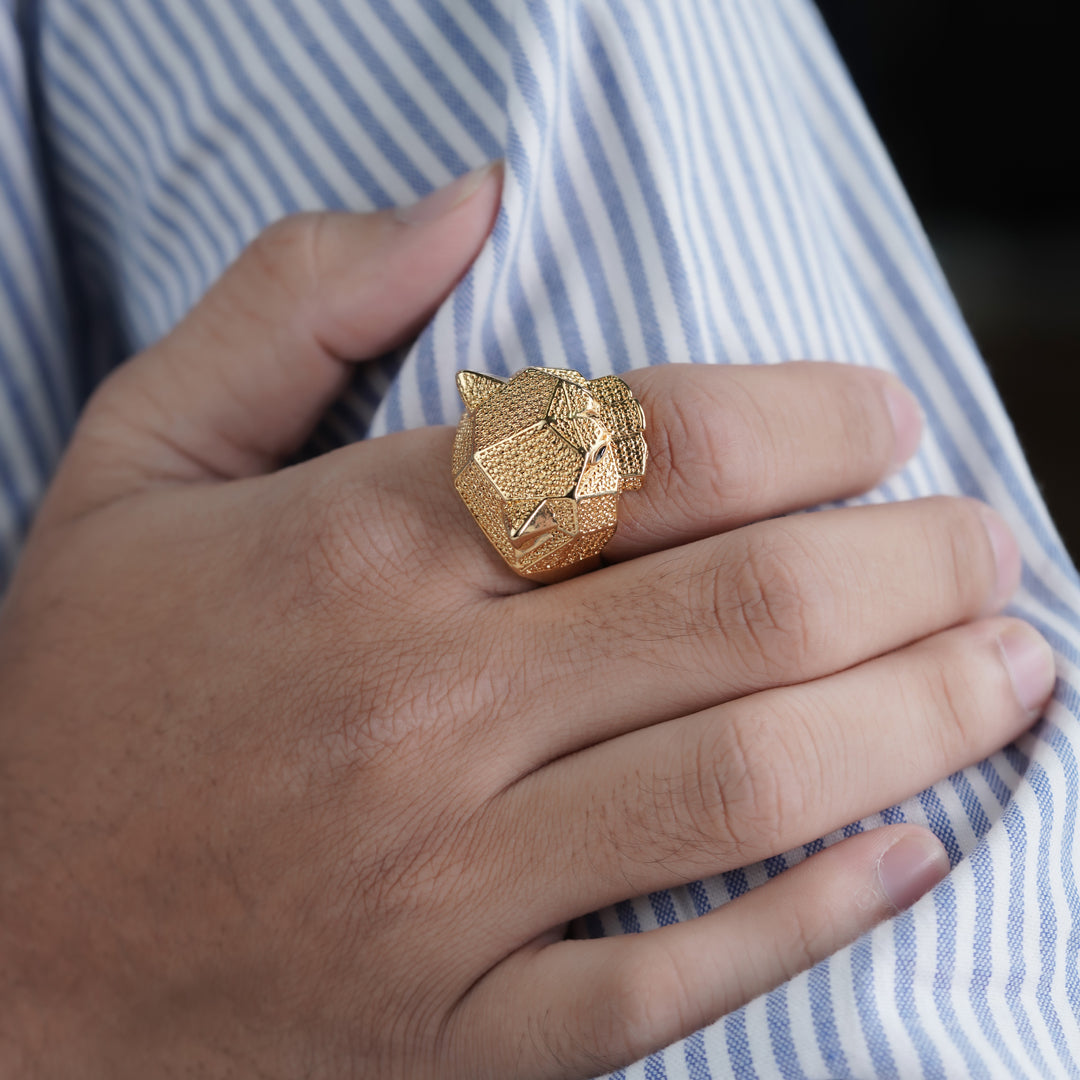 Men’s Gold Lion Head Statement Ring GMR -8