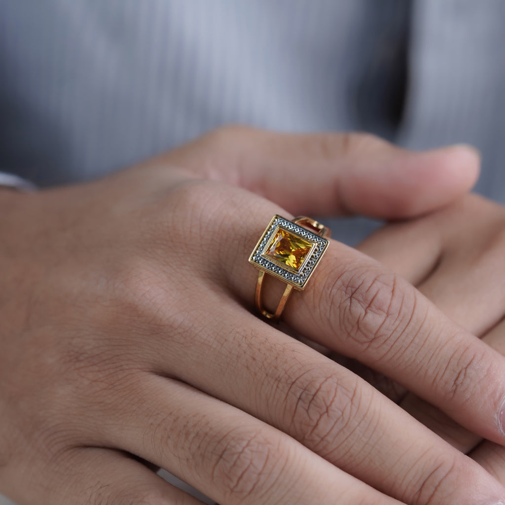 Men’s Gold-Tone Yellow Stone Ring GMR -5