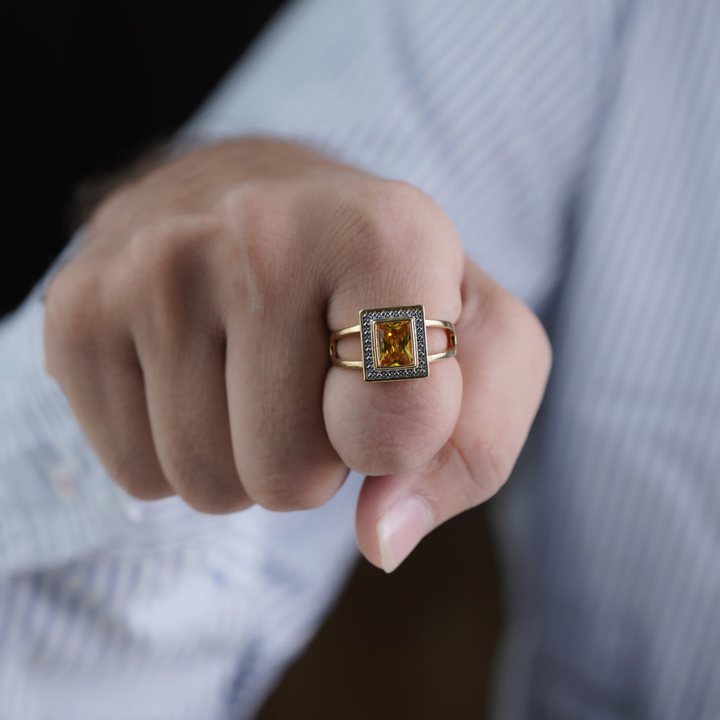 Men’s Gold-Tone Yellow Stone Ring GMR -5
