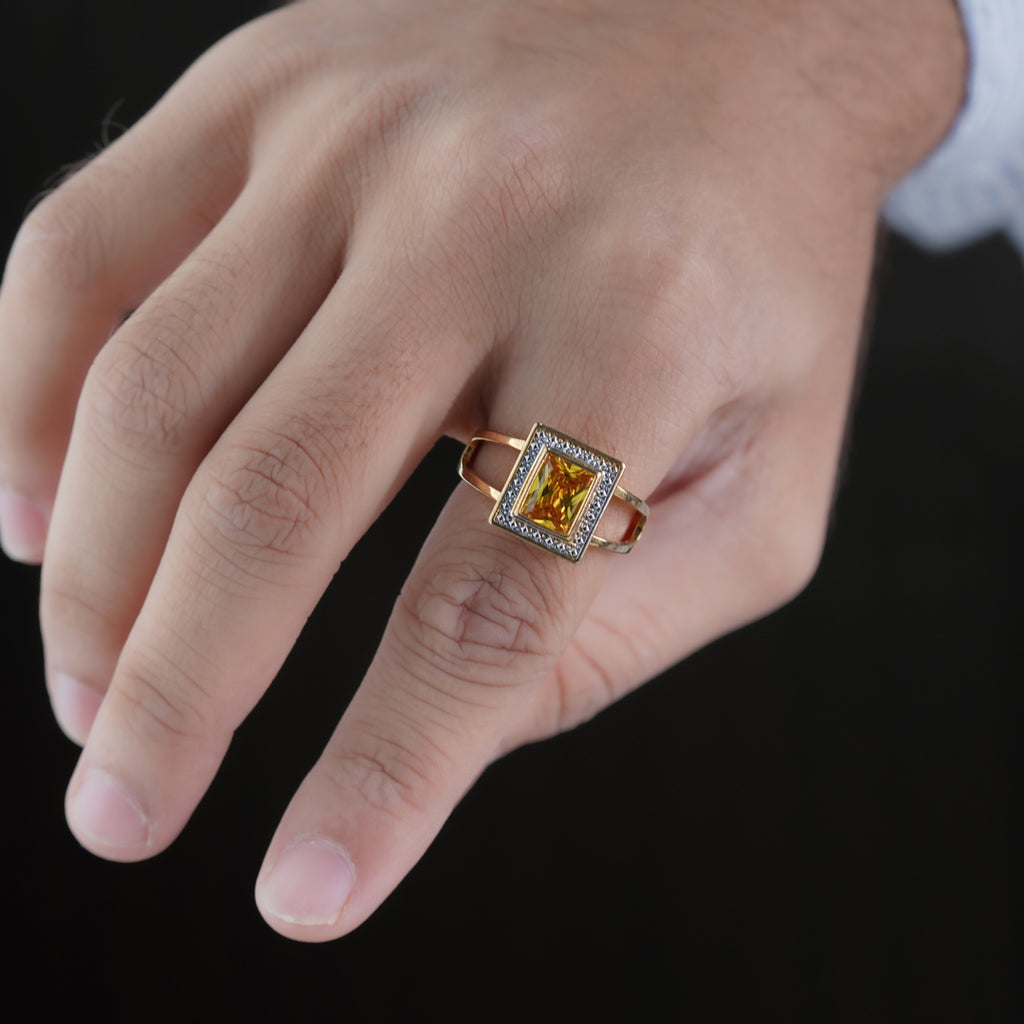 Men’s Gold-Tone Yellow Stone Ring GMR -5