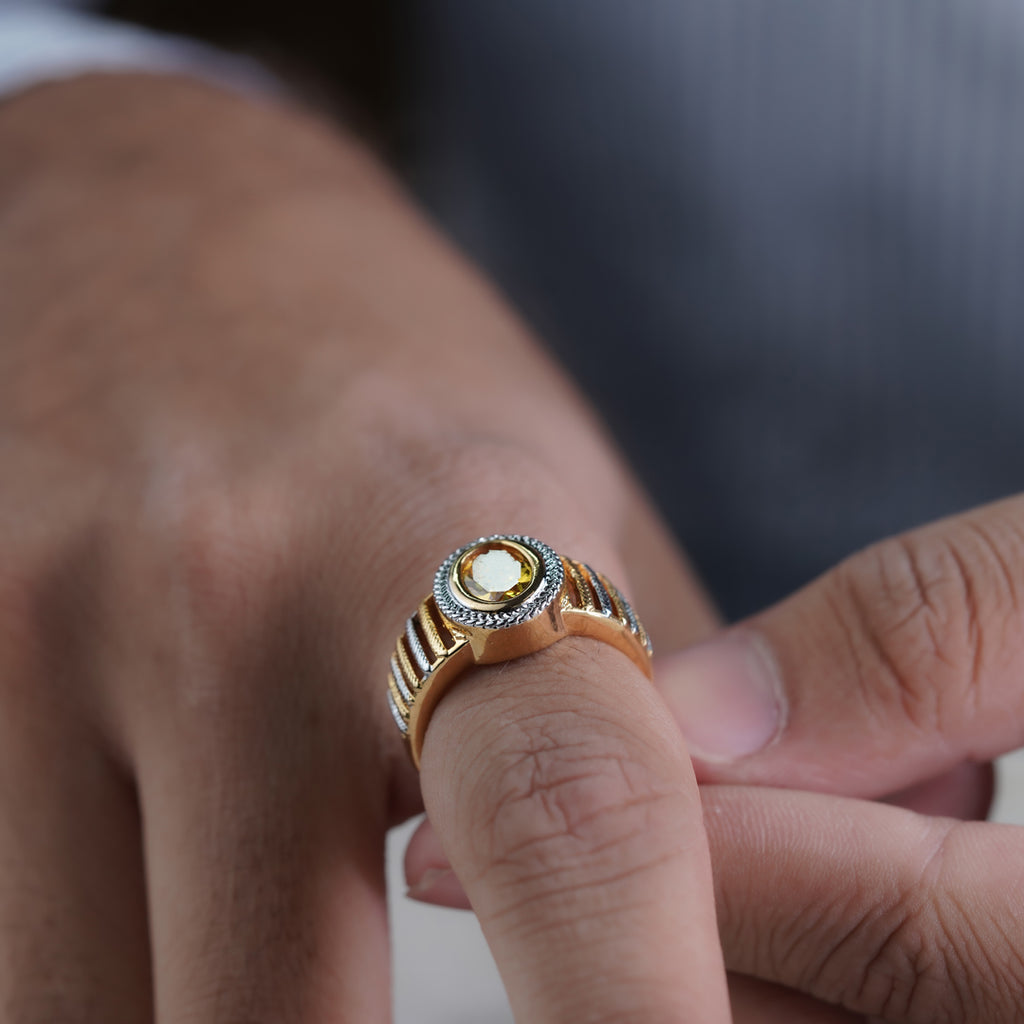Men’s Gold-Tone Yellow Stone Ring GMR -10