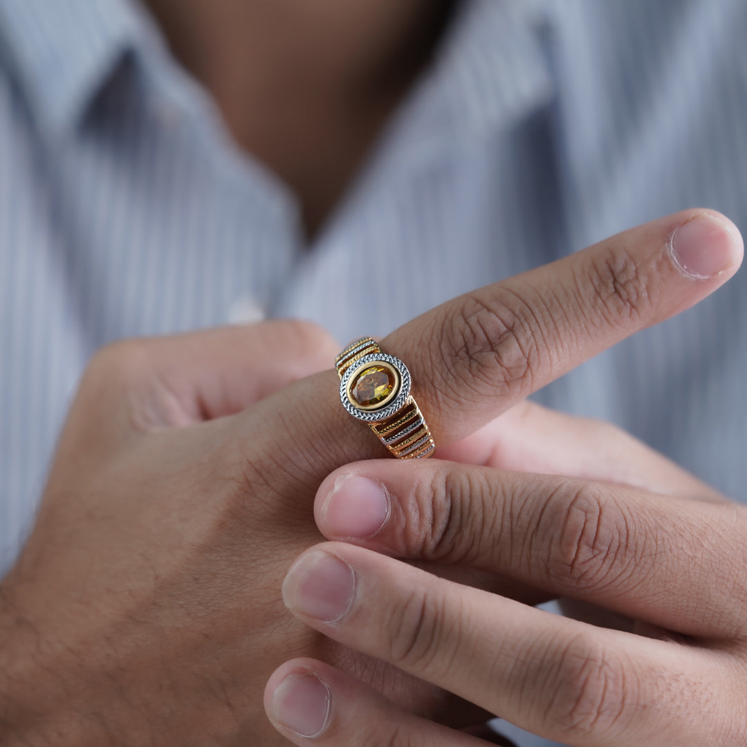 Men’s Gold-Tone Yellow Stone Ring GMR -10