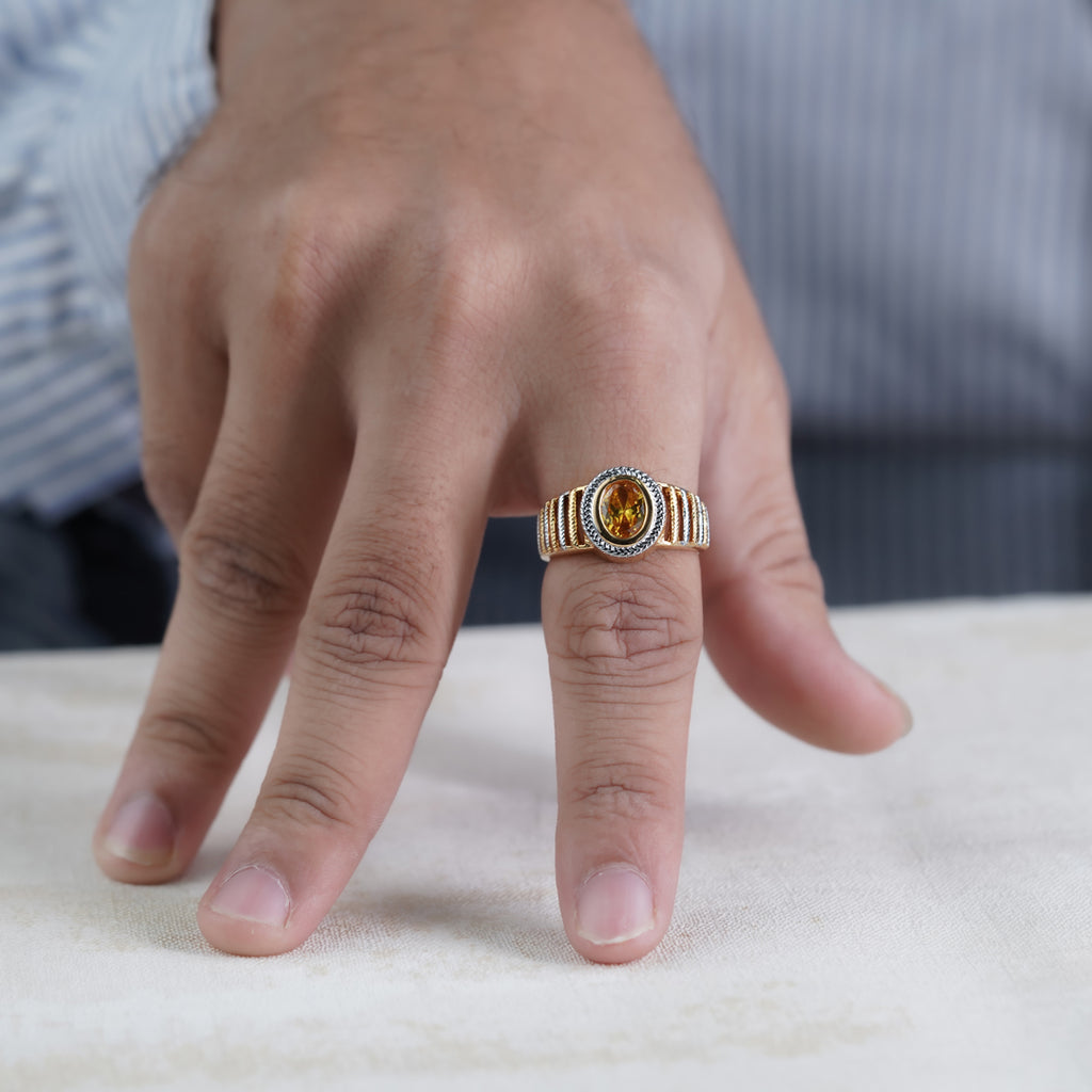 Men’s Gold-Tone Yellow Stone Ring GMR -10
