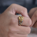 Men’s Gold Lion Head Two-Tone Ring GMR -25