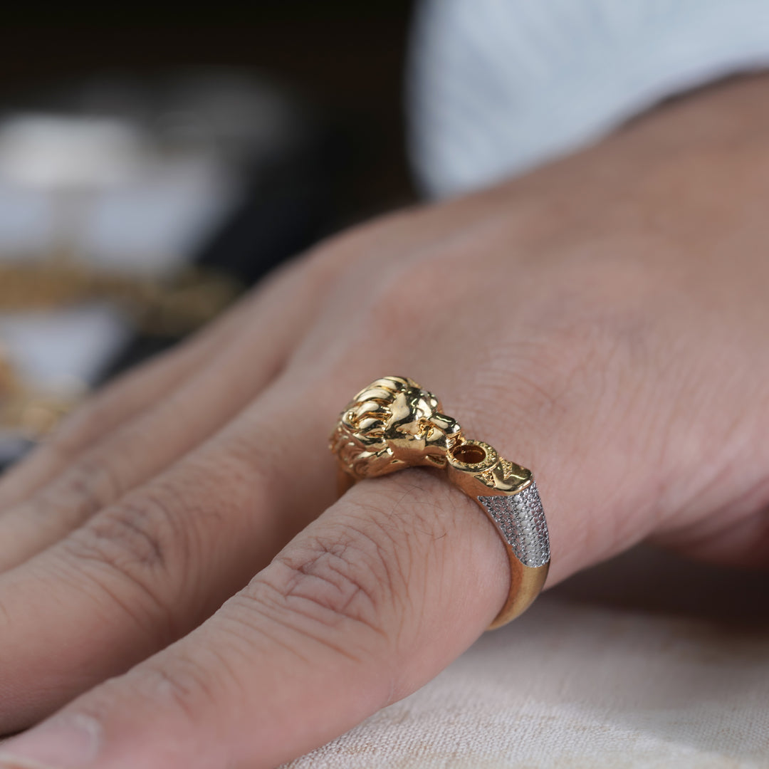 Men’s Gold Lion Head Statement Ring GMR -11
