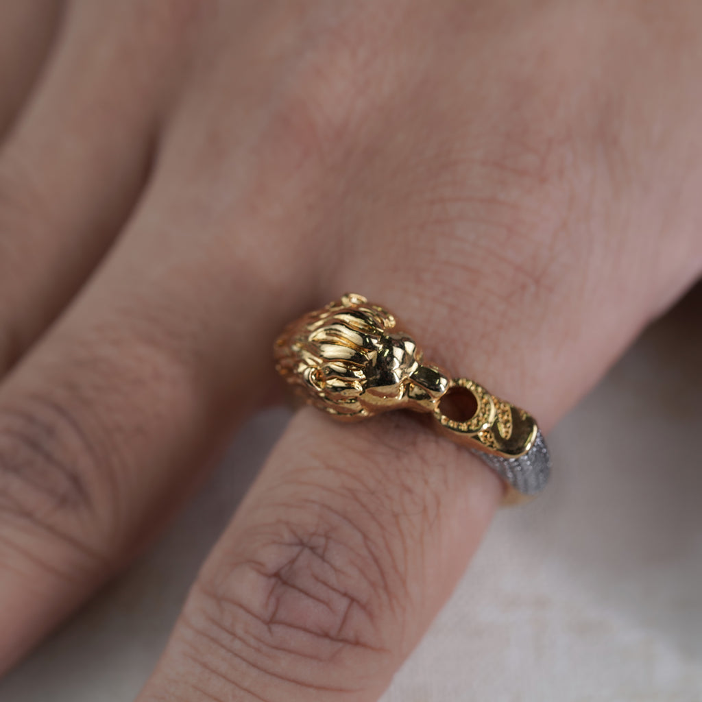 Men’s Gold Lion Head Statement Ring GMR -11
