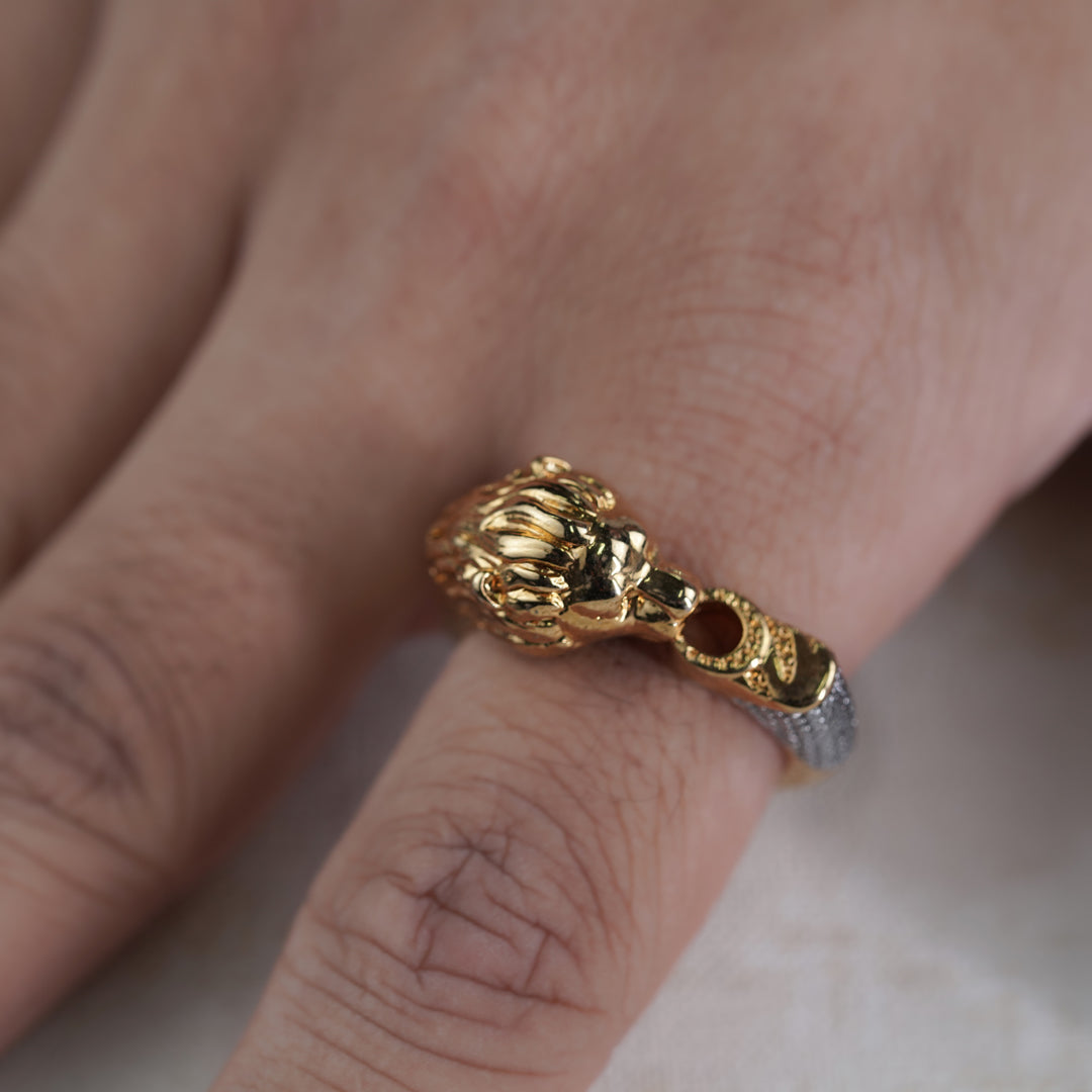 Men’s Gold Lion Head Statement Ring GMR -11