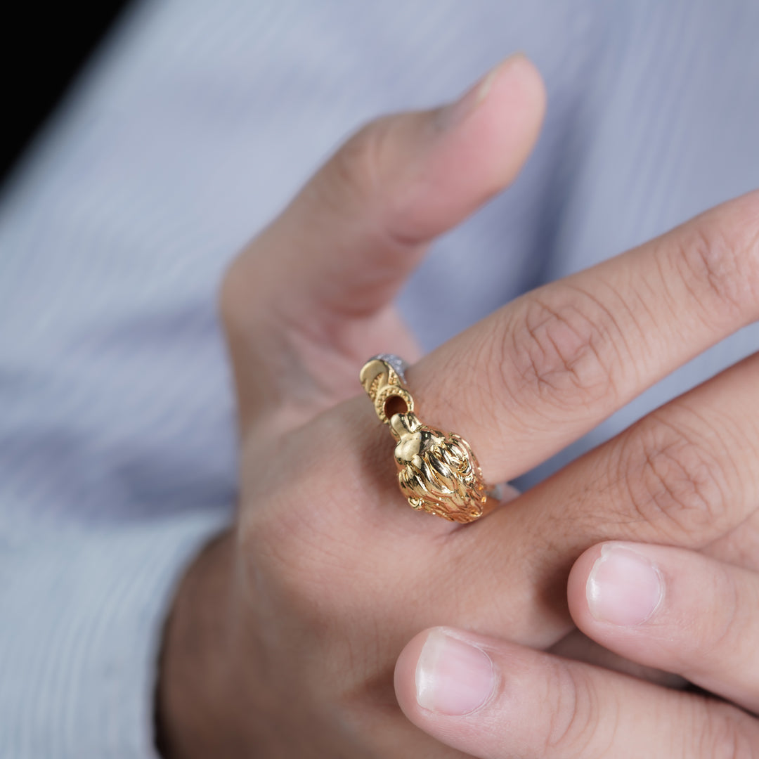Men’s Gold Lion Head Statement Ring GMR -11