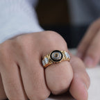 Men’s Gold-Tone Black Evil Eye Ring GMR -7