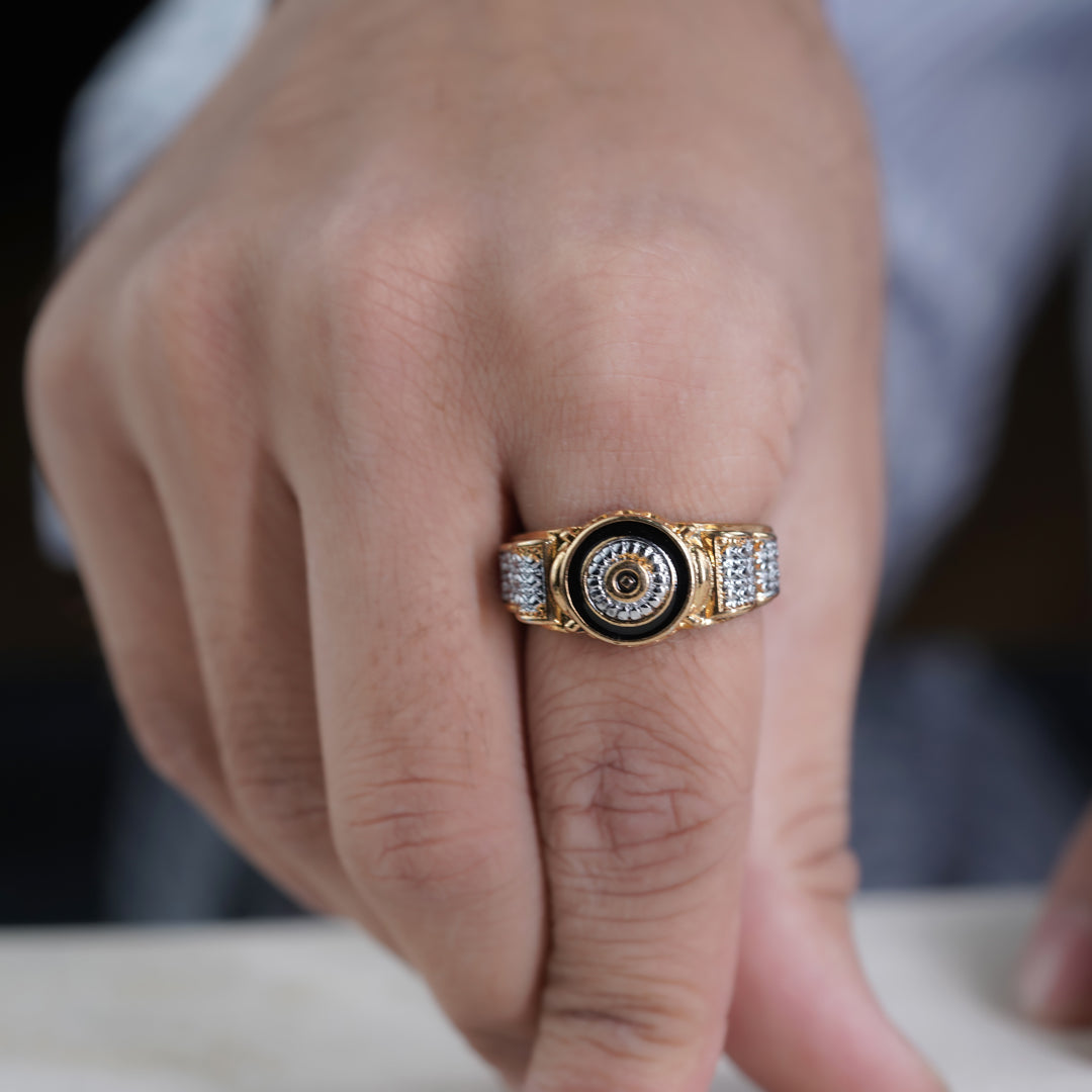 Men’s Gold-Tone Black Evil Eye Ring GMR -7