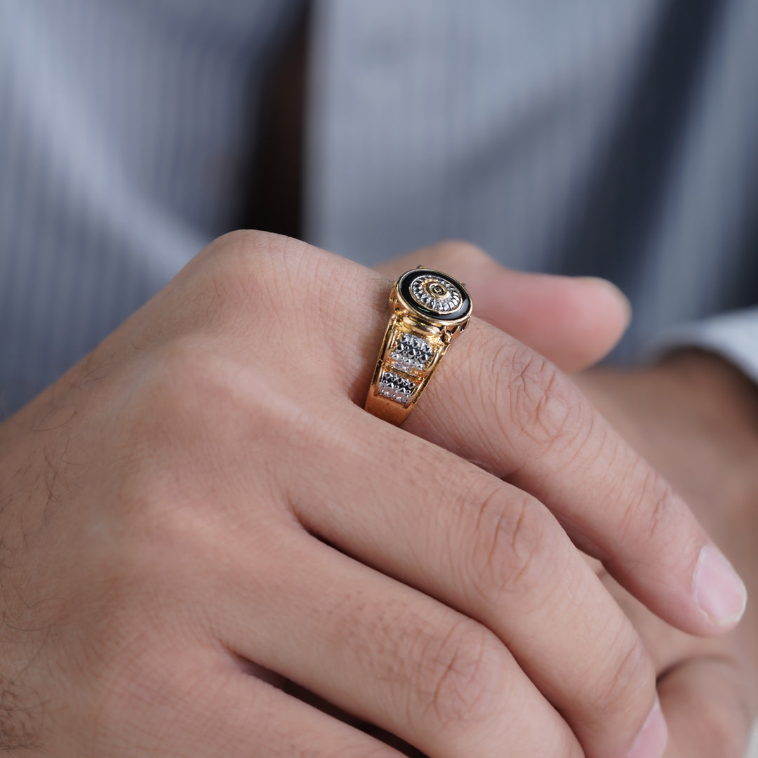 Men’s Gold-Tone Black Evil Eye Ring GMR -7