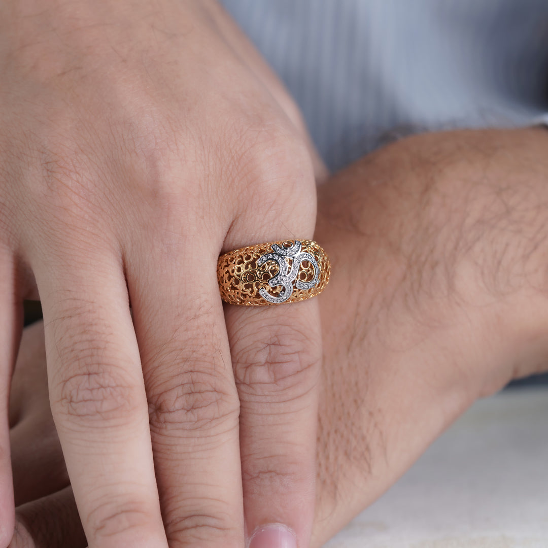 Men’s Gold Om Symbol Ring GMR -4