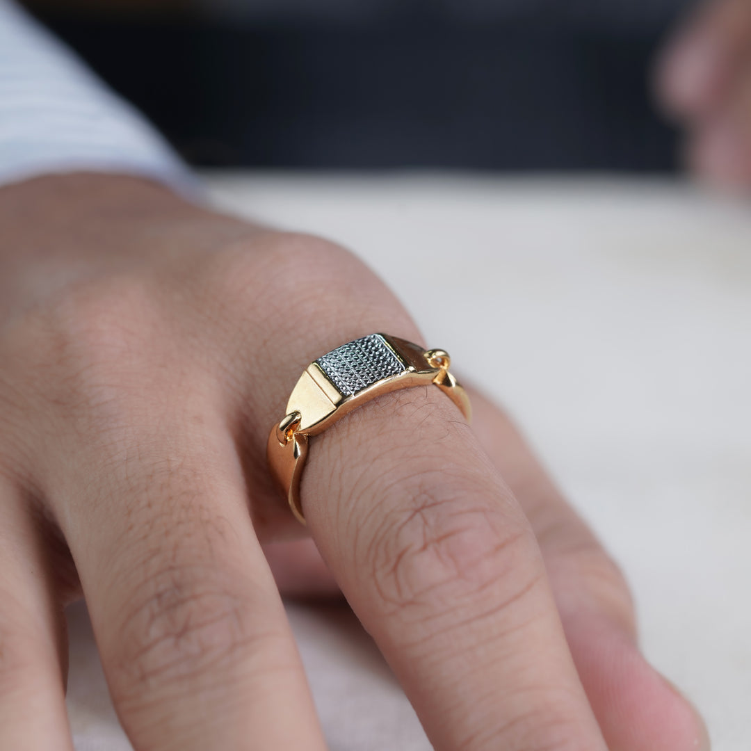 Men’s Gold-Tone Textured Statement Ring GMR -1