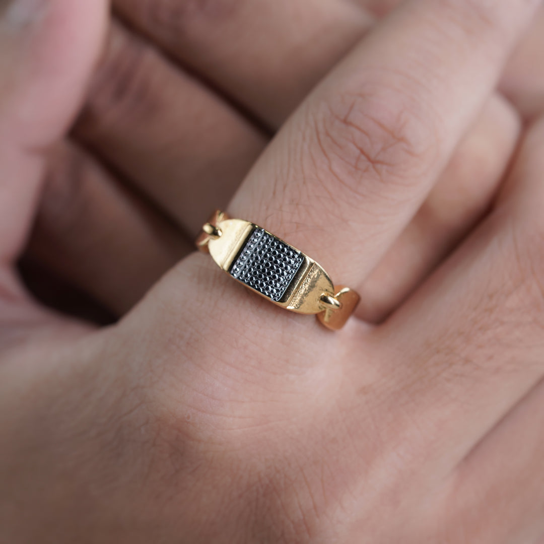 Men’s Gold-Tone Textured Statement Ring GMR -1